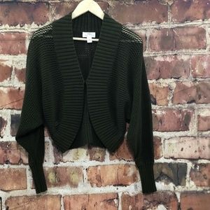 Loft Women's Green Cropped Cardigan Shrug XS